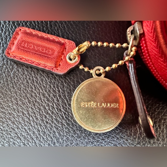 COACH Limited Edition Estee Lauder Holiday RED/ORANGE Cosmetic Makeup Bag - Picture 5 of 8